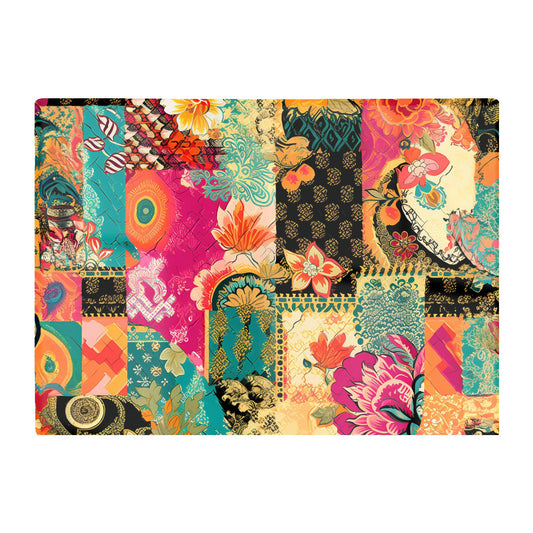 Patchwork Mixed Textiles Glass Chopping Board