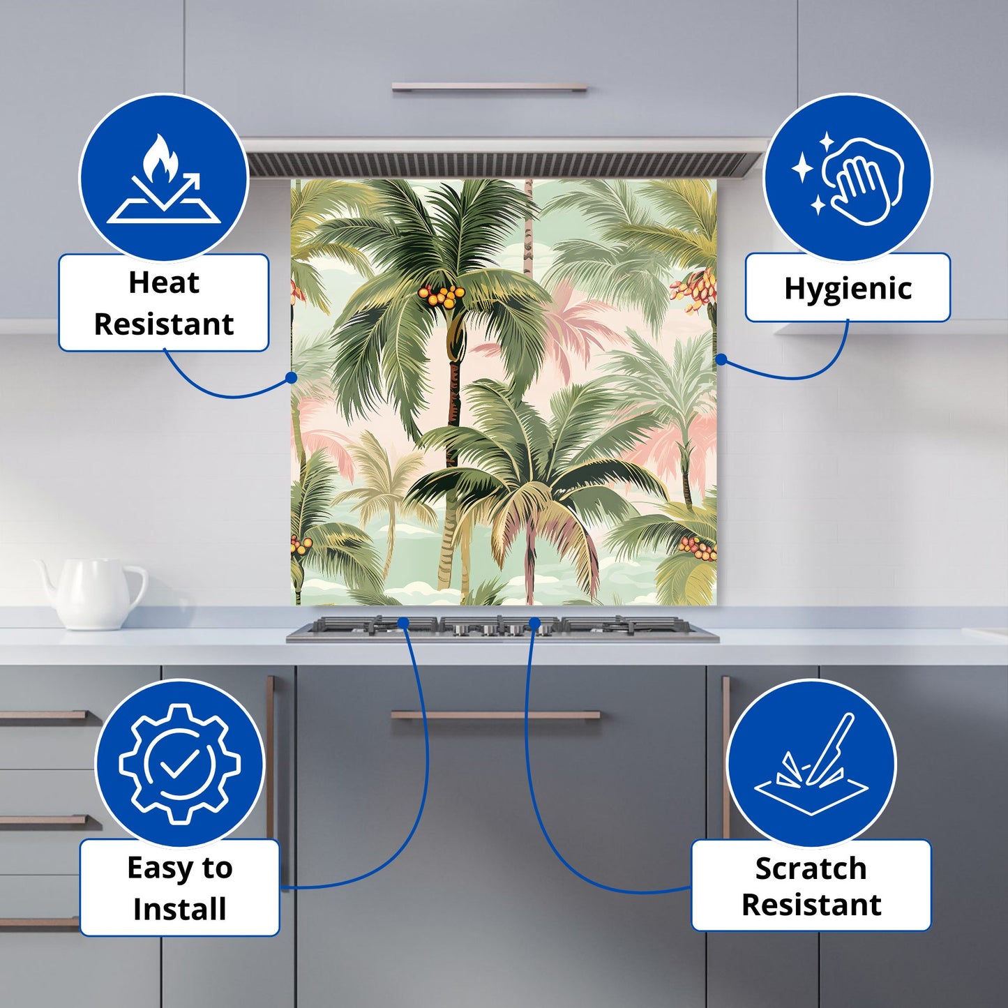 Palm Trees Pattern Kitchen Splashback