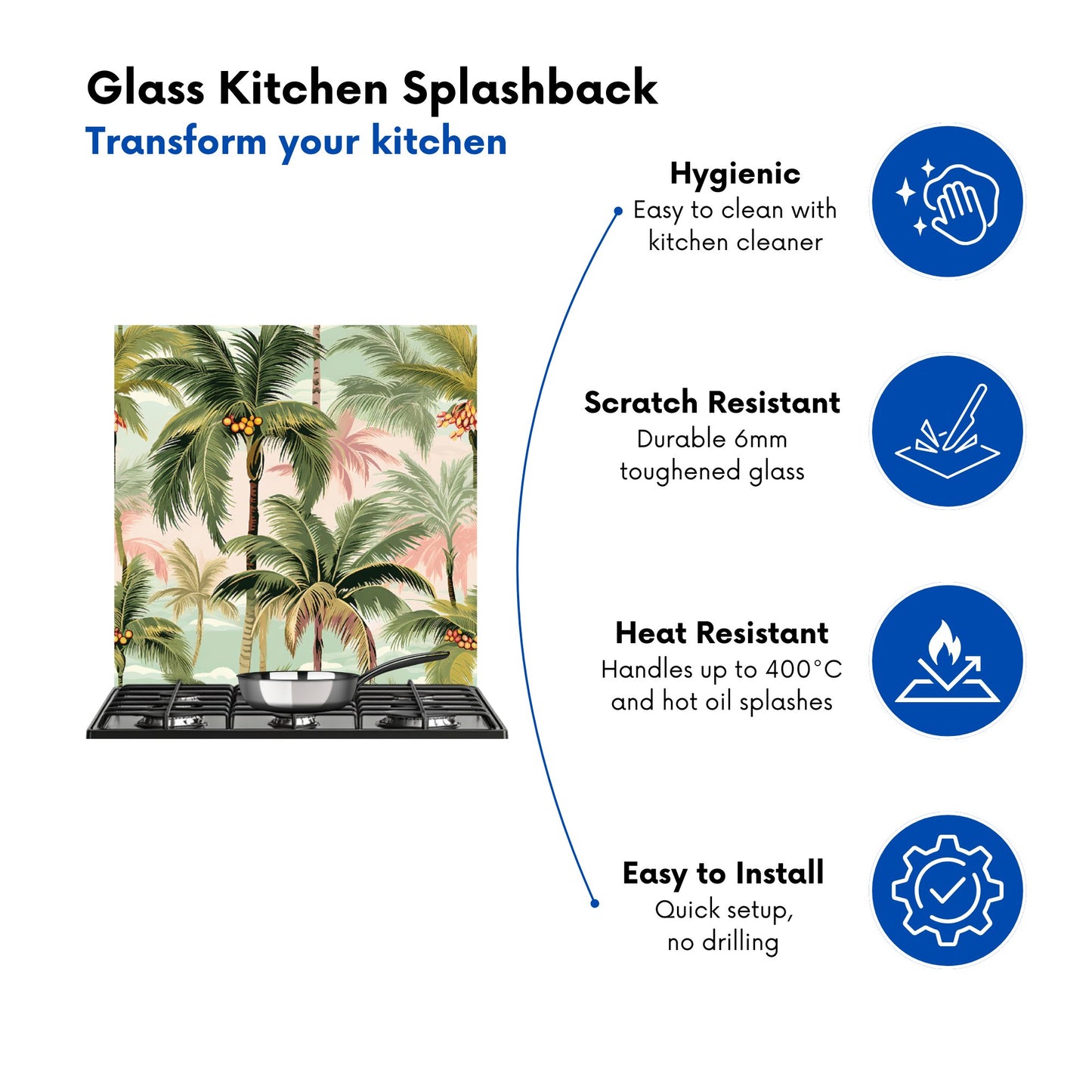 Palm Trees Pattern Kitchen Splashback