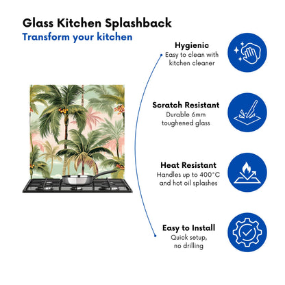 Palm Trees Pattern Kitchen Splashback