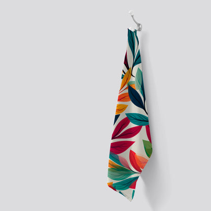 Bright Leaves Pattern Tea Towel