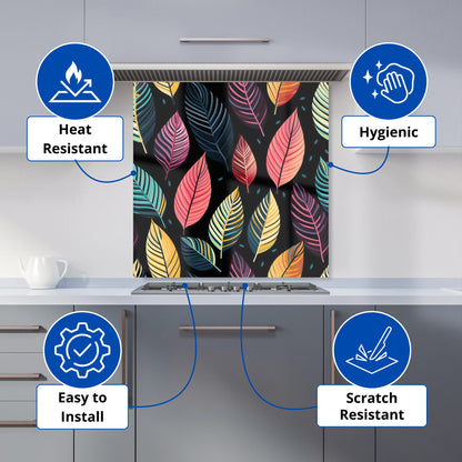 Colourful Leaves Pattern Kitchen Splashback