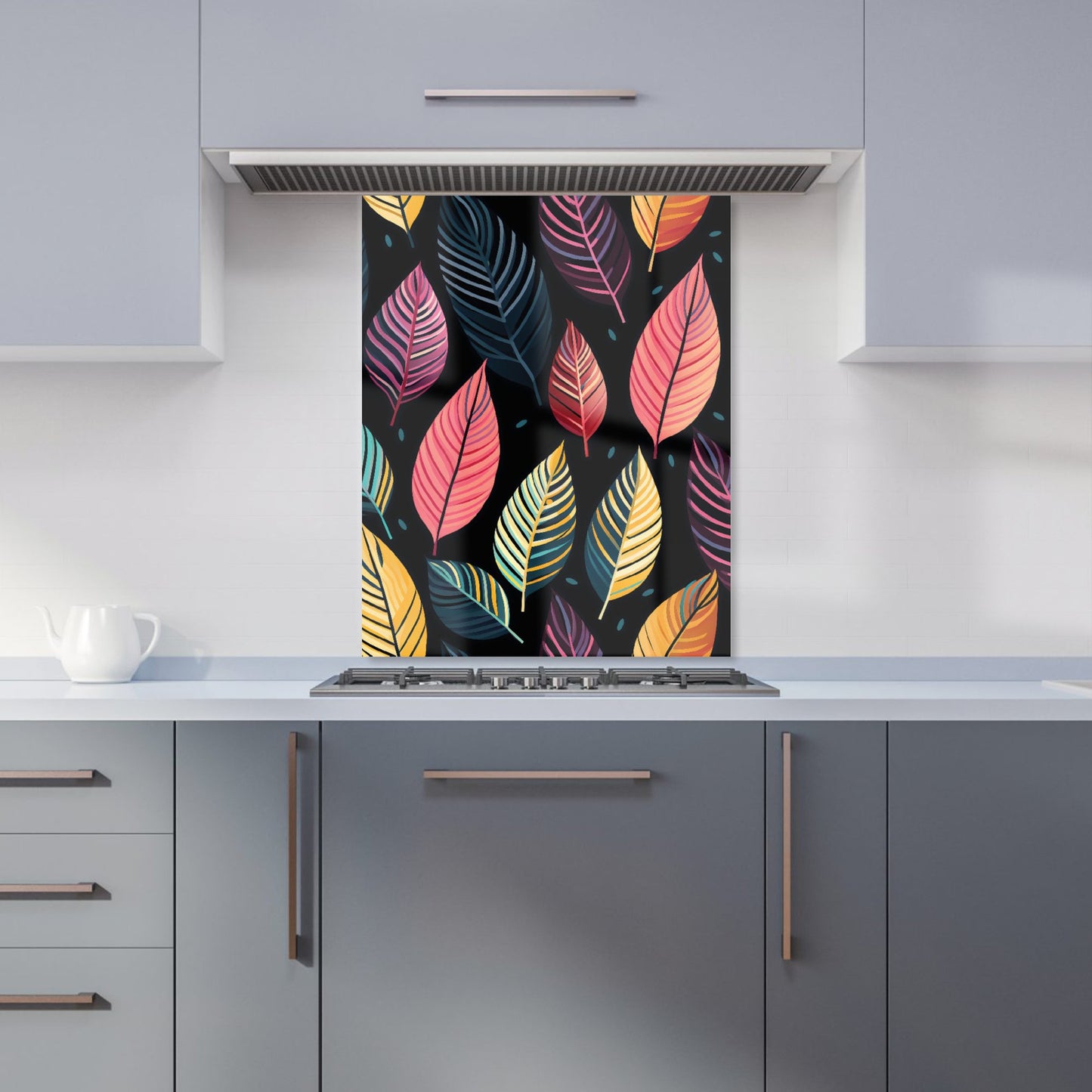 Colourful Leaves Pattern Kitchen Splashback
