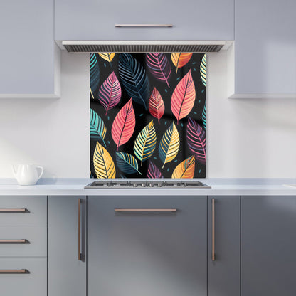 Colourful Leaves Pattern Kitchen Splashback