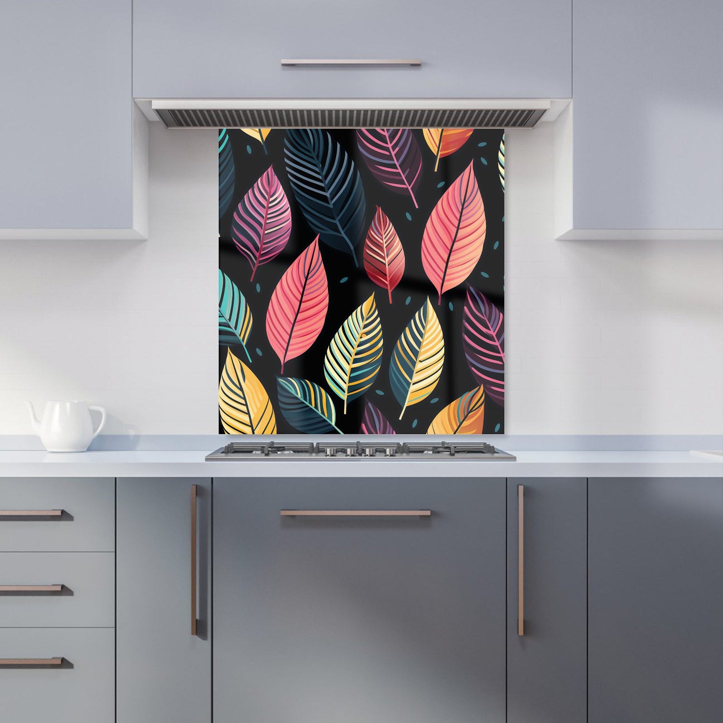 Colourful Leaves Pattern Kitchen Splashback