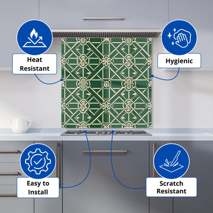 Green Lattice Design Kitchen Splashback