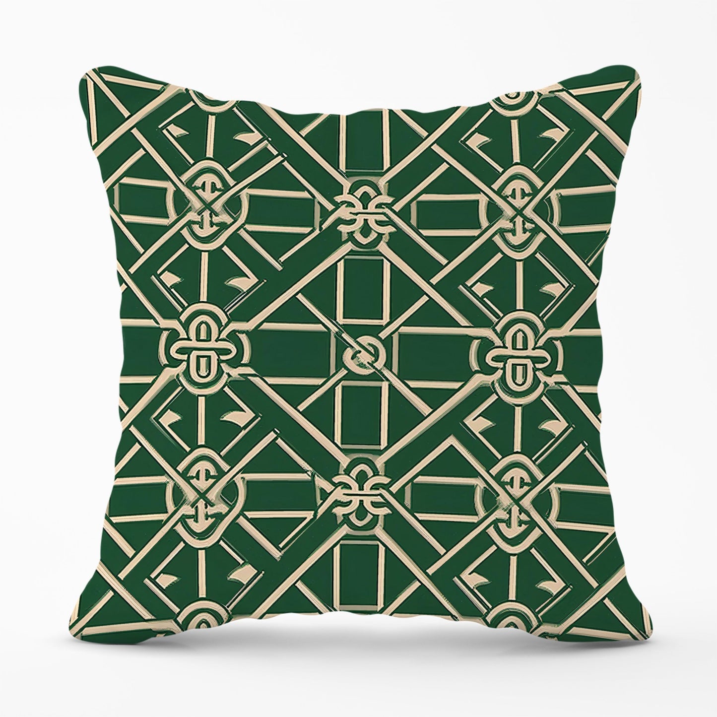 Green Lattice Design Cushions
