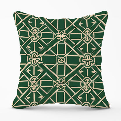 Green Lattice Design Cushions