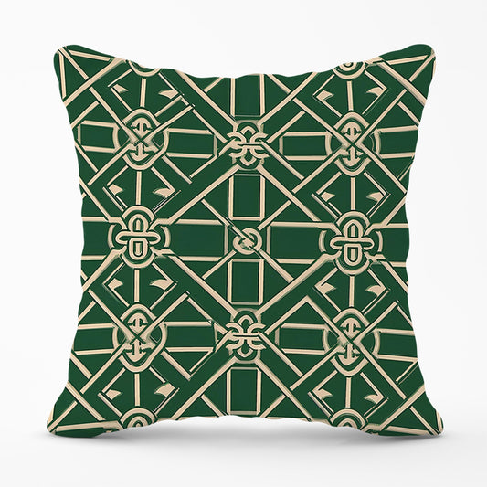 Green Lattice Design Cushions