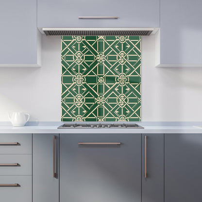 Green Lattice Design Kitchen Splashback
