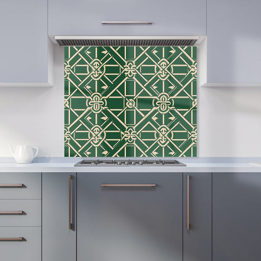 Green Lattice Design Kitchen Splashback