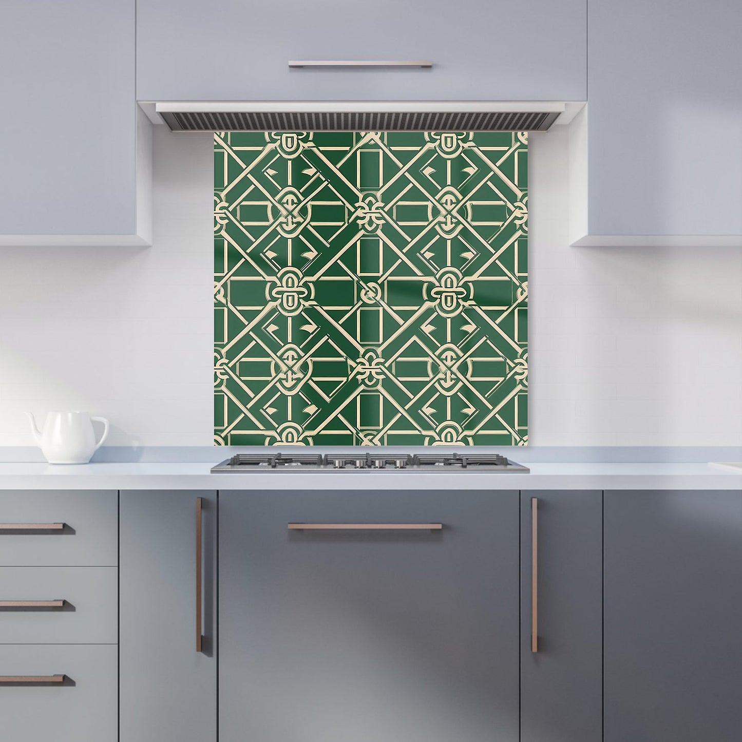 Green Lattice Design Kitchen Splashback
