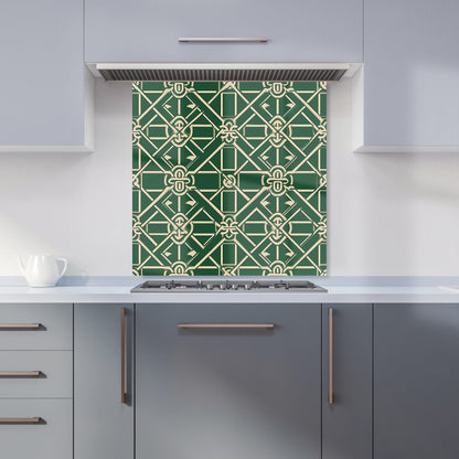 Green Lattice Design Kitchen Splashback