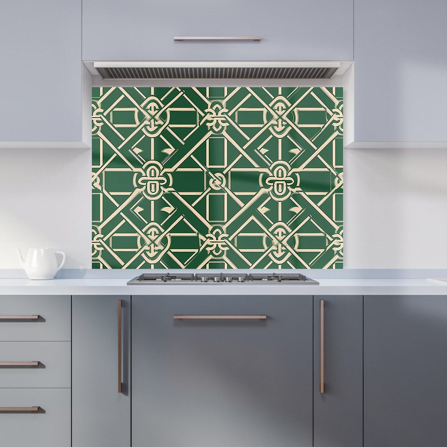 Green Lattice Design Kitchen Splashback