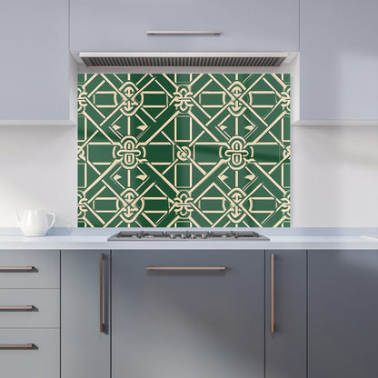 Green Lattice Design Kitchen Splashback