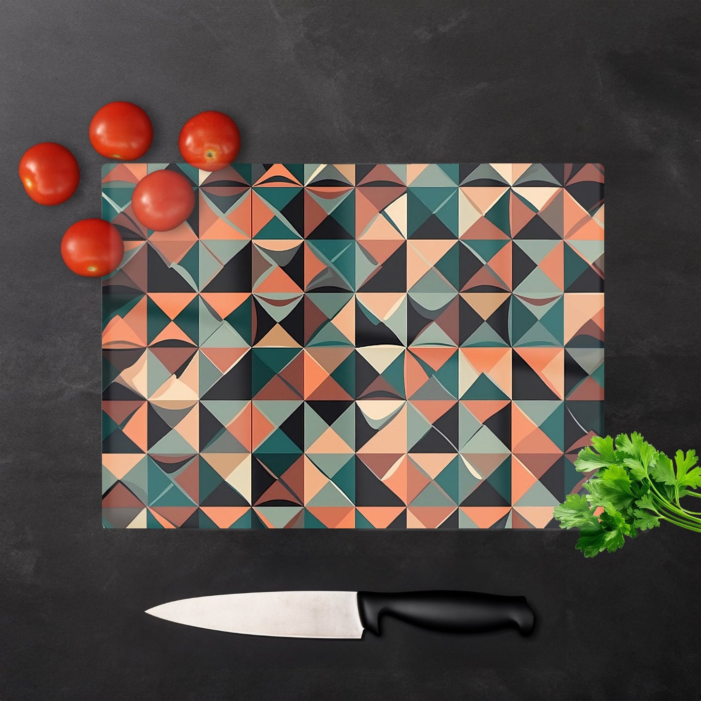 Geometric Print Pattern Glass Chopping Board
