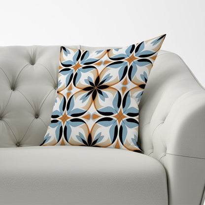 White Brown and Blue Geometric Pattern Cushions