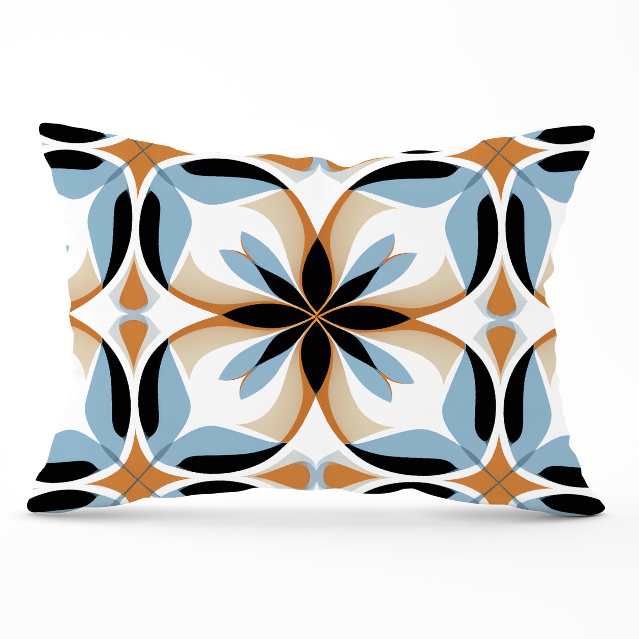 White Brown and Blue Geometric Pattern Cushions