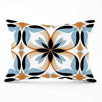 White Brown and Blue Geometric Pattern Cushions
