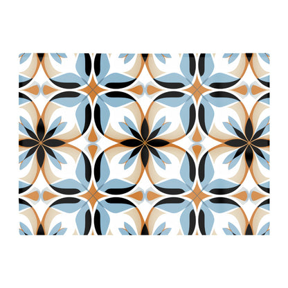 White Brown And Blue Geometric Pattern Glass Chopping Board