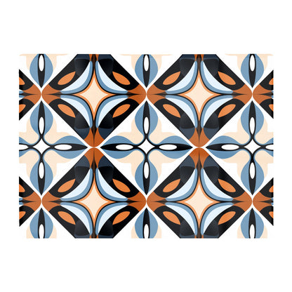 Brown And Blue Geometric Pattern Glass Chopping Board