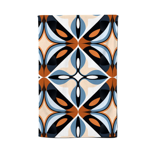 Brown And Blue Geometric Pattern Tea Towel