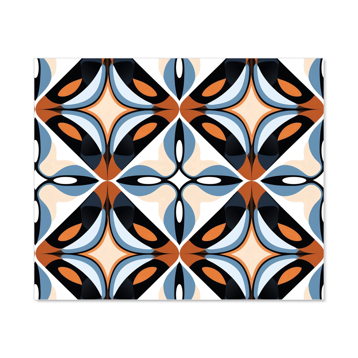 Brown And Blue Geometric Pattern Kitchen Splashback