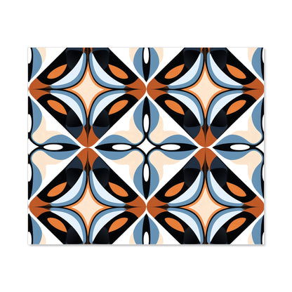 Brown And Blue Geometric Pattern Kitchen Splashback