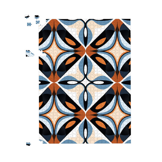 Brown And Blue Geometric Pattern Jigsaw Puzzle