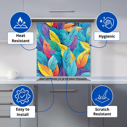Bright Colourful Leaves Kitchen Splashback