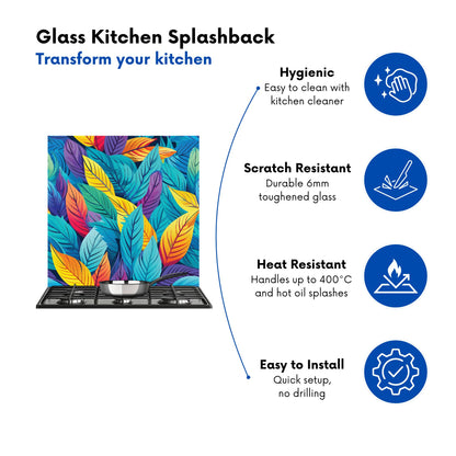 Bright Colourful Leaves Kitchen Splashback