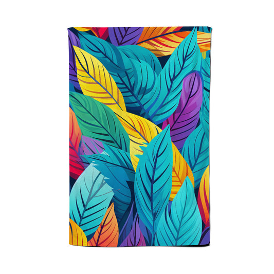 Bright Colourful Leaves Tea Towel