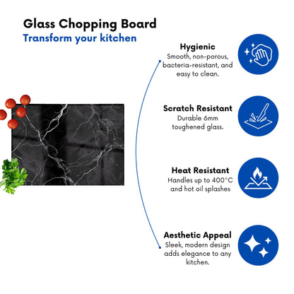 Black Marble Pattern Glass Chopping Board