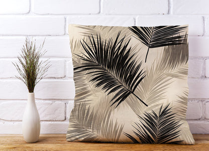 Black And White Tropical Palm Leaves Cushions