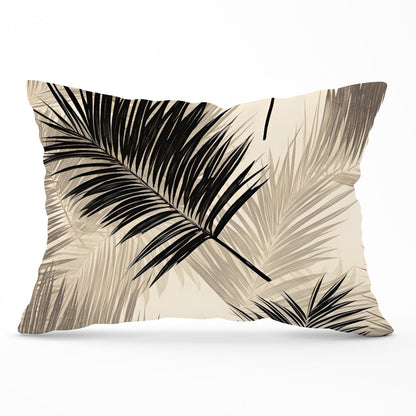 Black And White Tropical Palm Leaves Cushions