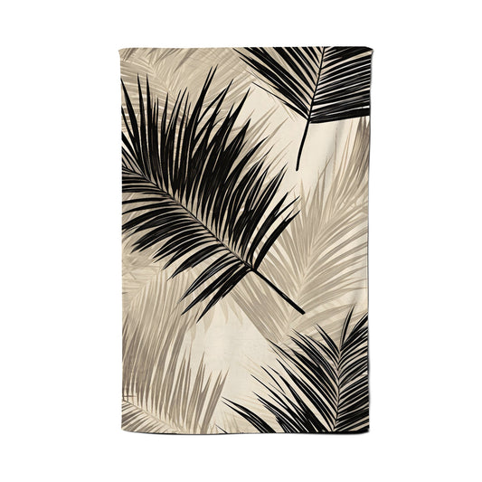 Black And White Tropical Palm Leaves Tea Towel