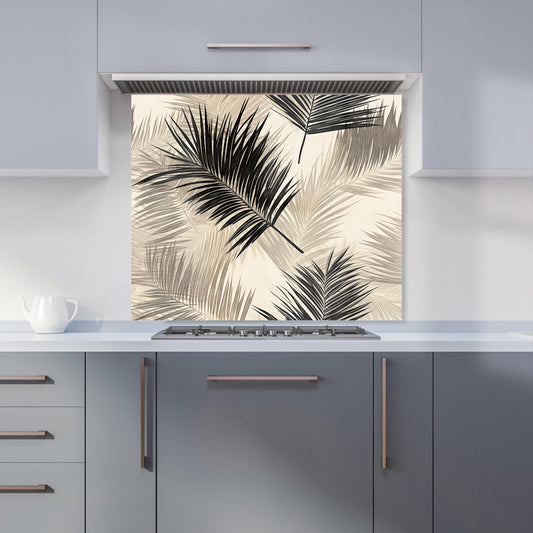 Black And White Tropical Palm Leaves Kitchen Splashback