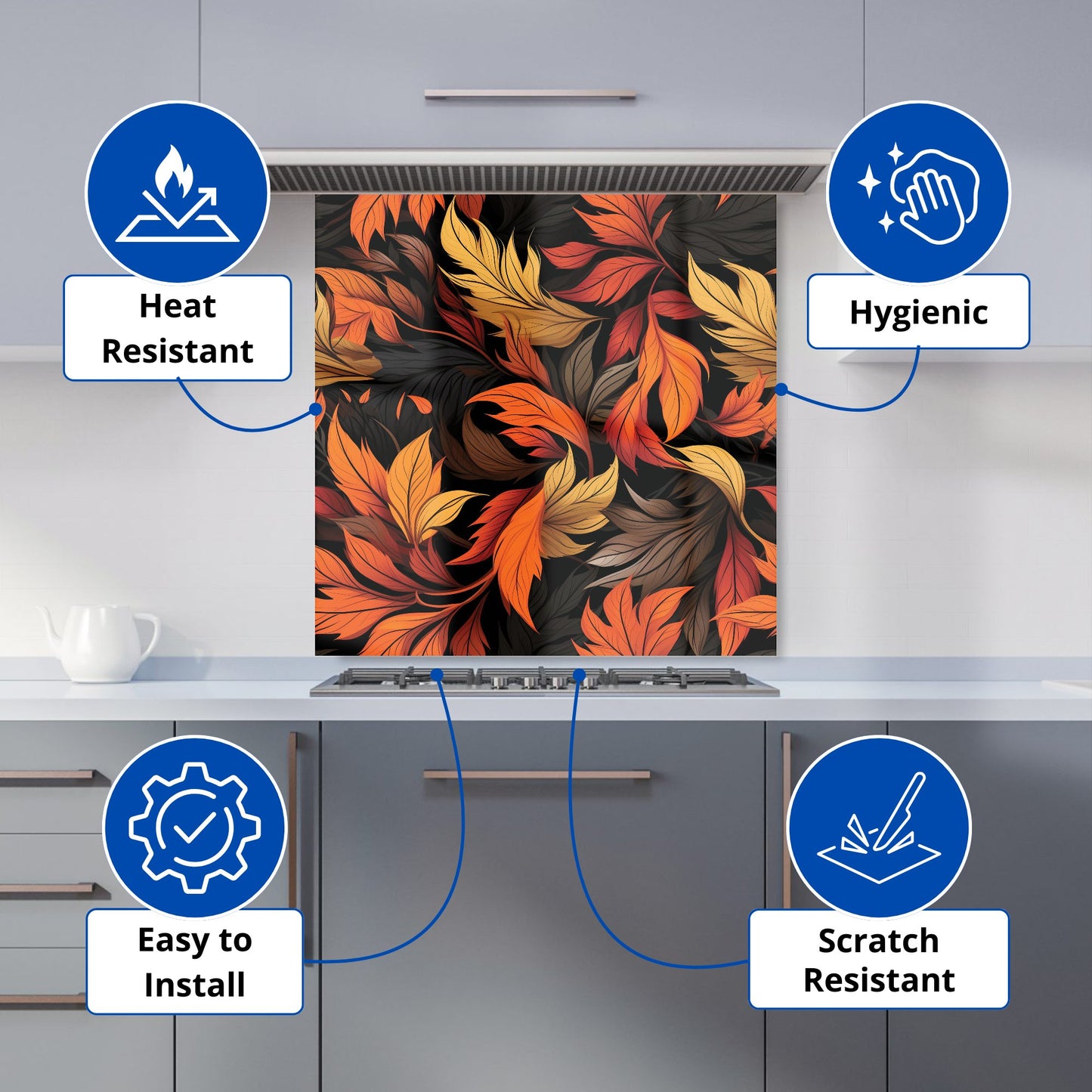 Autumn Leaves Design Kitchen Splashback
