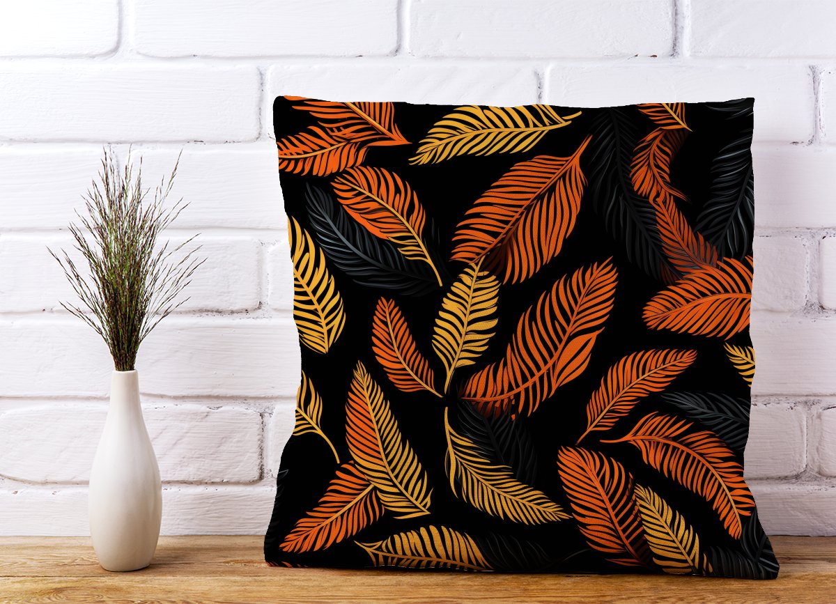 Orange Feather Leaves Cushions