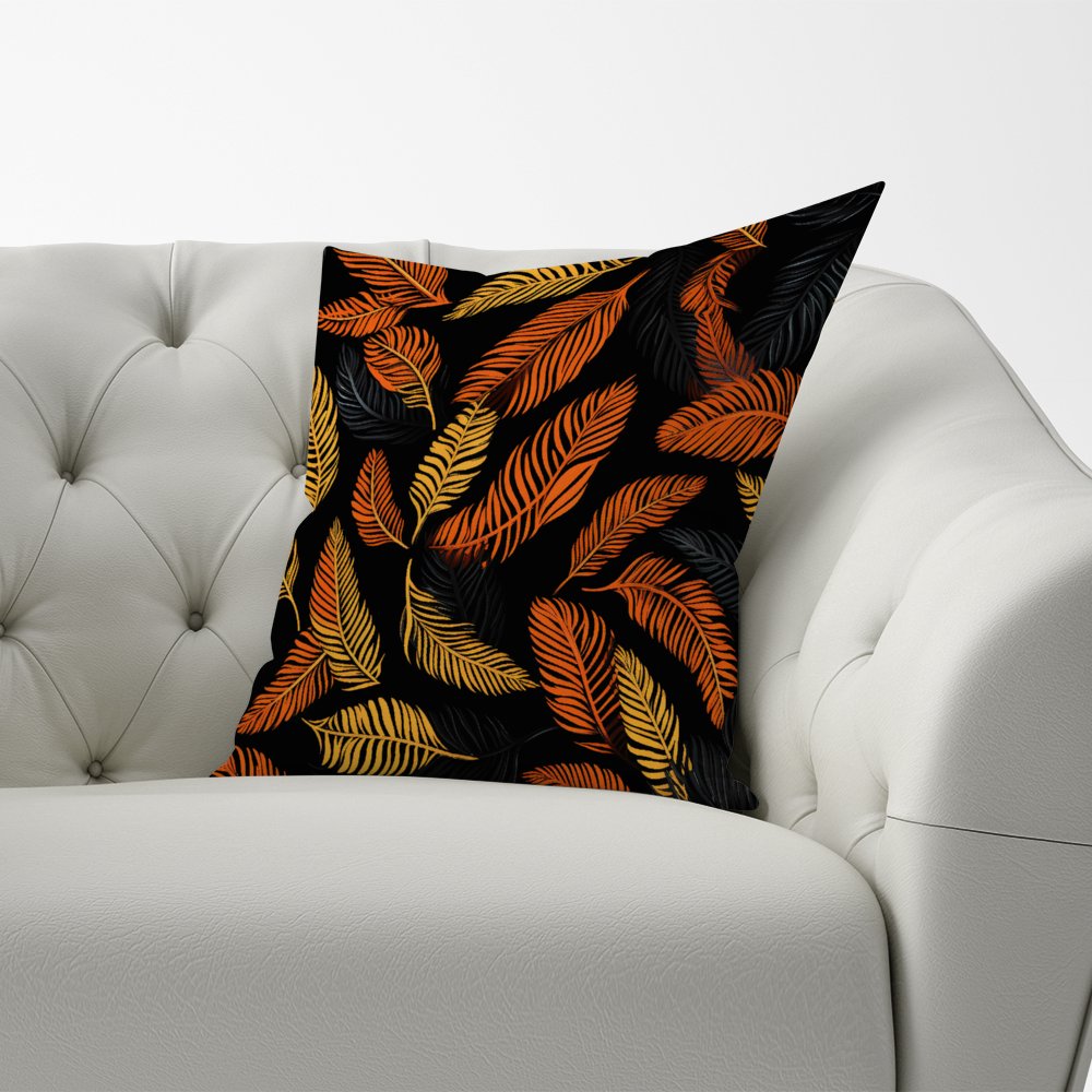 Orange Feather Leaves Cushions
