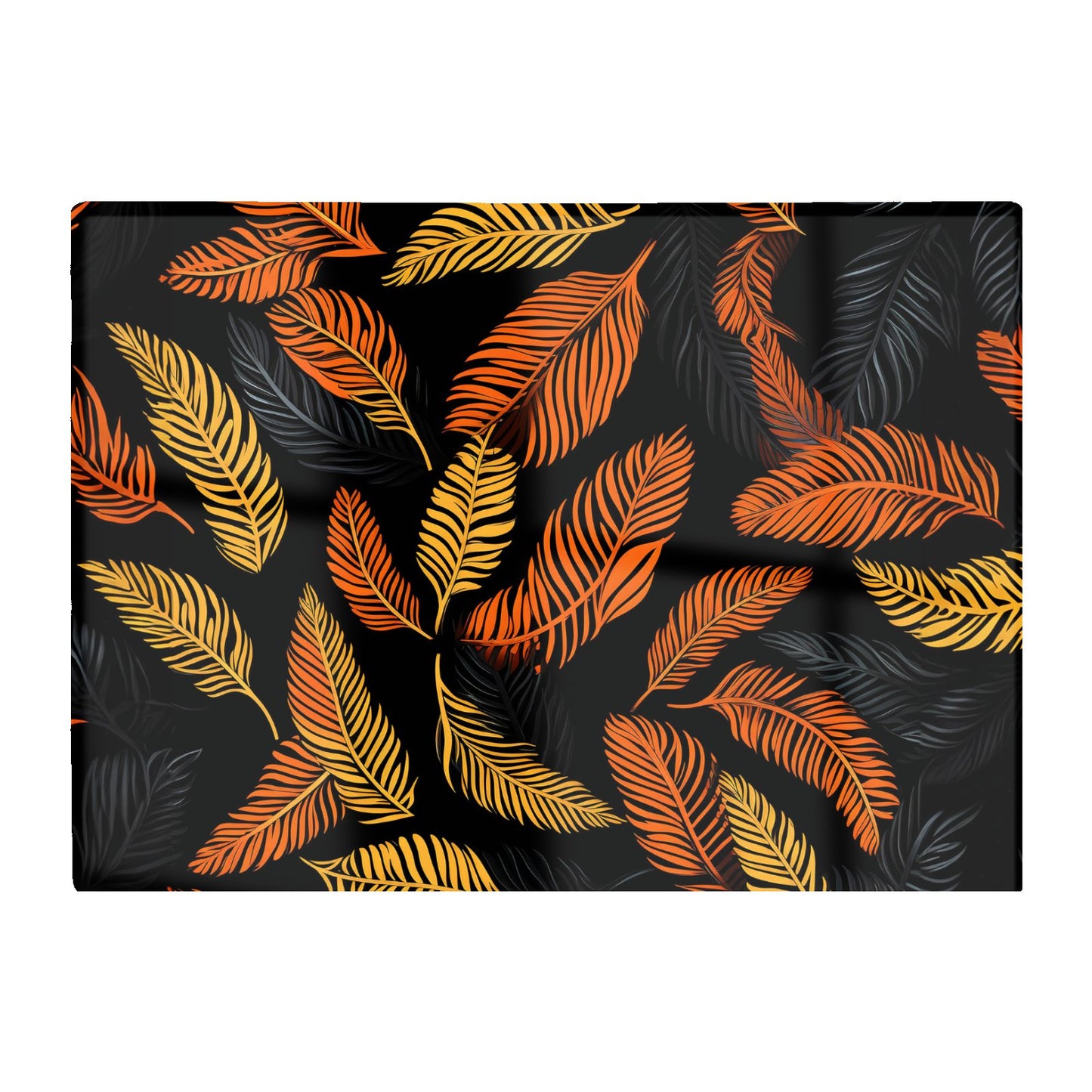 Orange Feather Leaves Glass Chopping Board