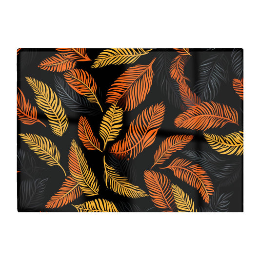Orange Feather Leaves Glass Chopping Board