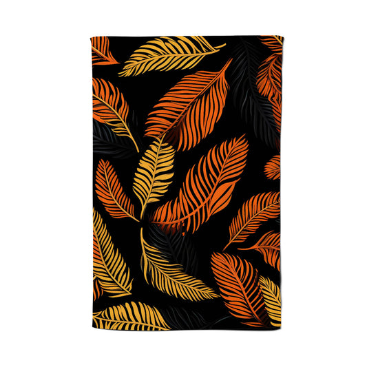 Orange Feather Leaves Tea Towel