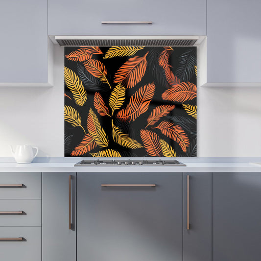 Orange Feather Leaves Kitchen Splashback