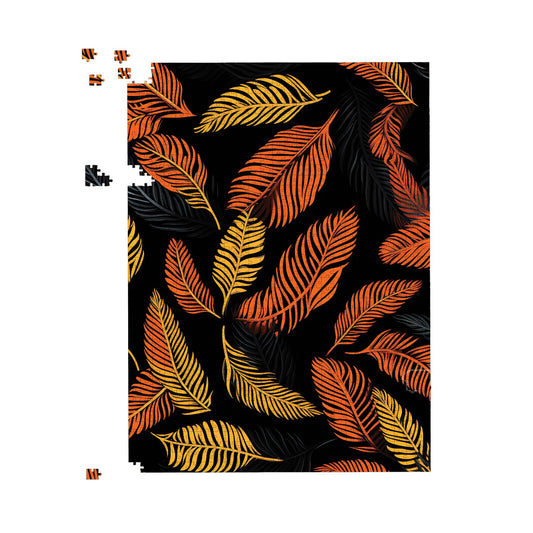 Orange Feather Leaves Jigsaw Puzzle