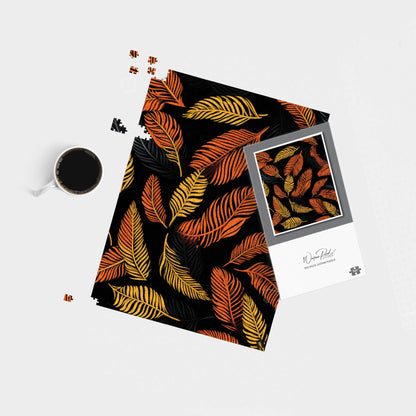Orange Feather Leaves Jigsaw Puzzle