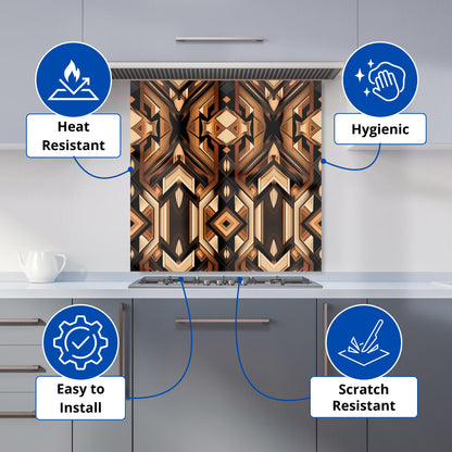 Black And Brown Intricate Pattern Kitchen Splashback