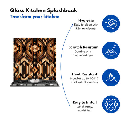 Black And Brown Intricate Pattern Kitchen Splashback