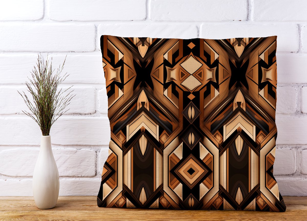Black And Brown Intricate Pattern Cushions