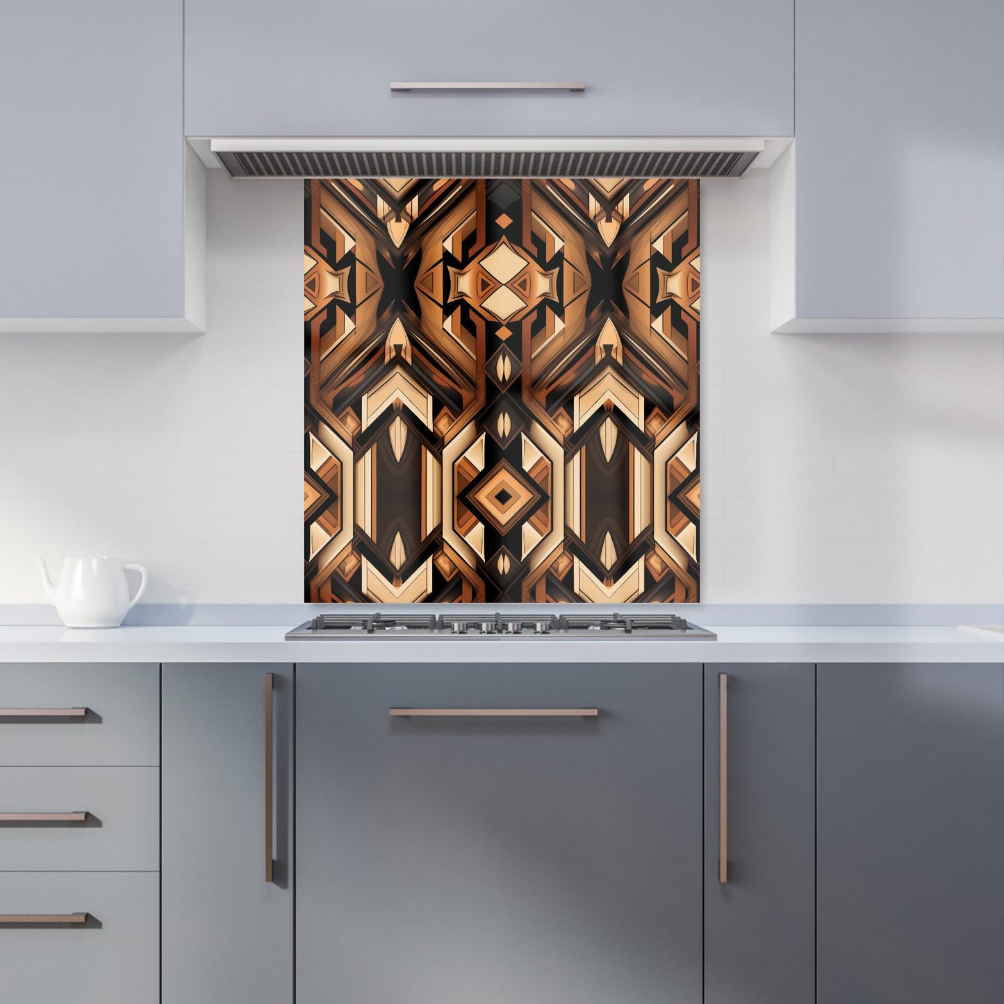 Black And Brown Intricate Pattern Kitchen Splashback